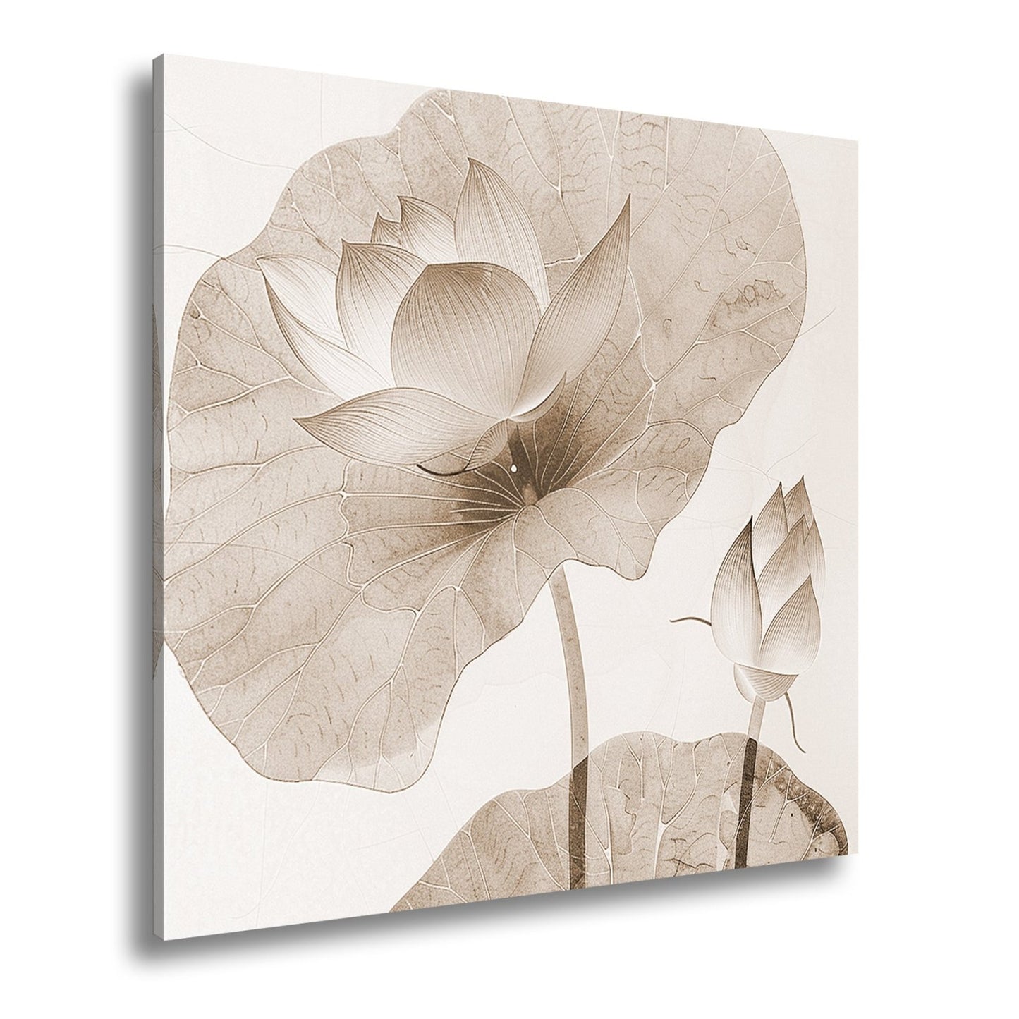 Leinwandbild Lotuspoesie – filigrane Blüten auf zarten Aquarelladern. - deyoli