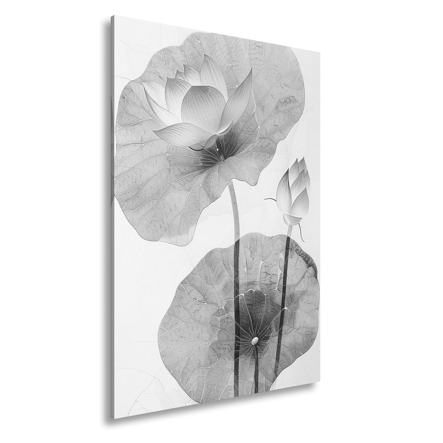 Leinwandbild Lotuspoesie – filigrane Blüten auf zarten Aquarelladern. - deyoli