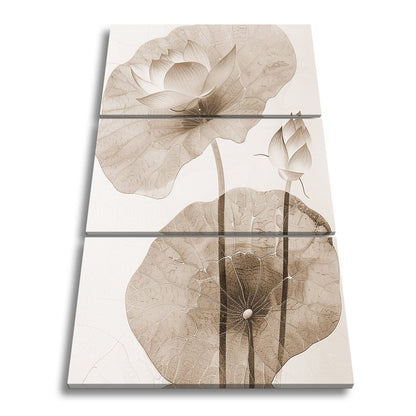 Leinwandbild Lotuspoesie – filigrane Blüten auf zarten Aquarelladern. - deyoli
