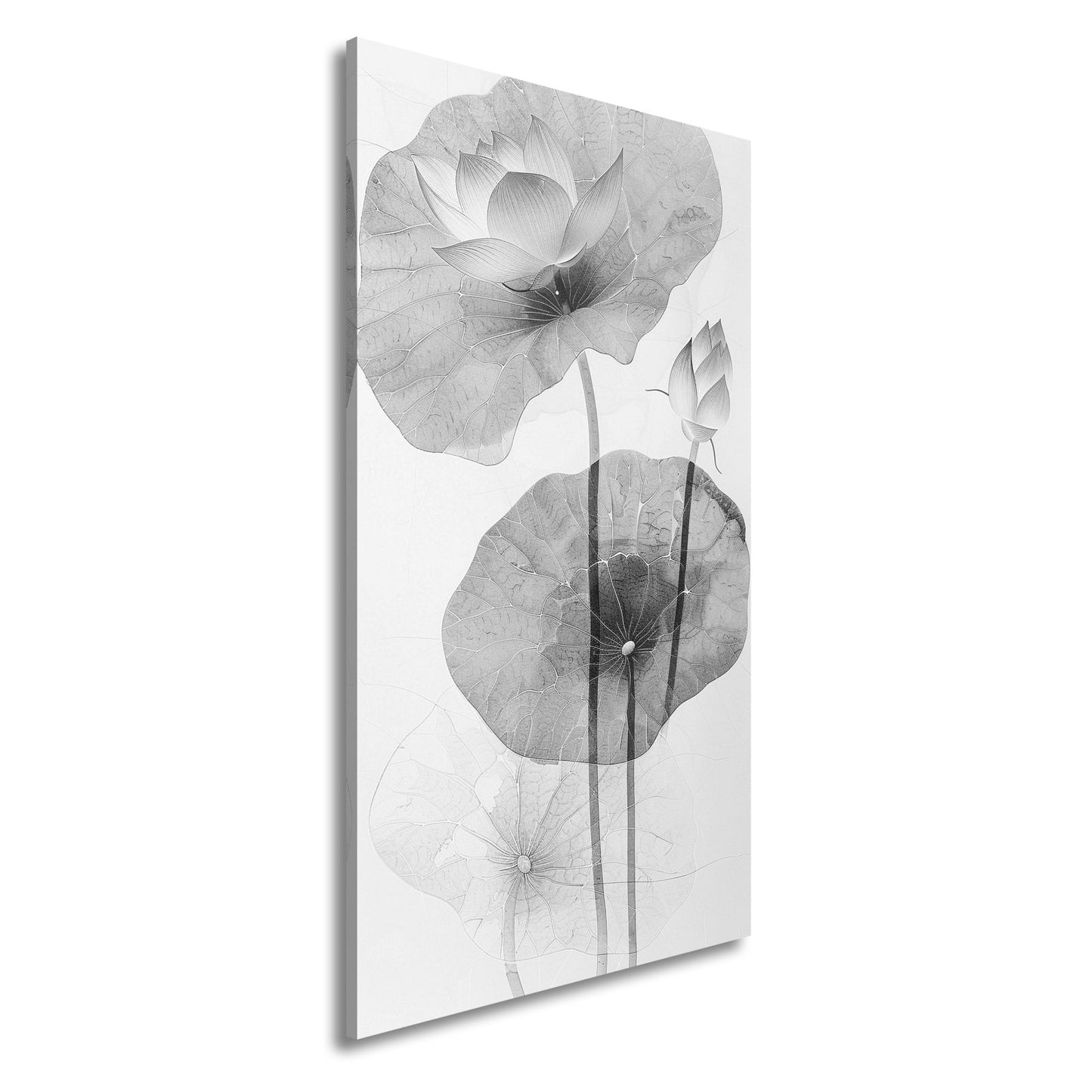 Leinwandbild Lotuspoesie – filigrane Blüten auf zarten Aquarelladern. - deyoli