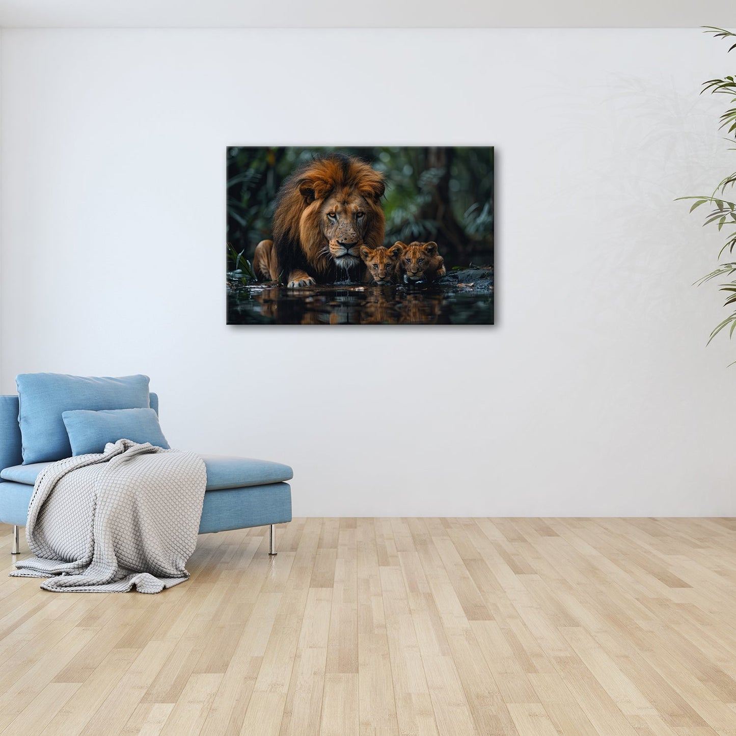 Leinwandbild Löwenstolz – ein König mit seiner künftigen Generation. - deyoli
