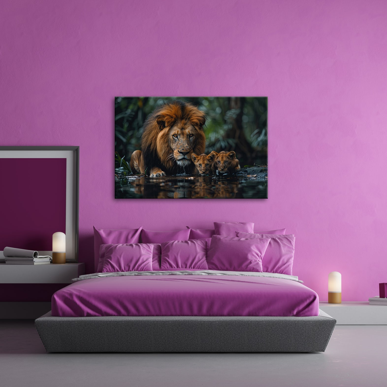 Leinwandbild Löwenstolz – ein König mit seiner künftigen Generation. - deyoli