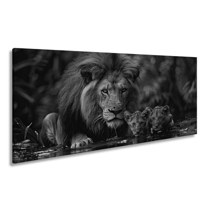Leinwandbild Löwenstolz – ein König mit seiner künftigen Generation. - deyoli