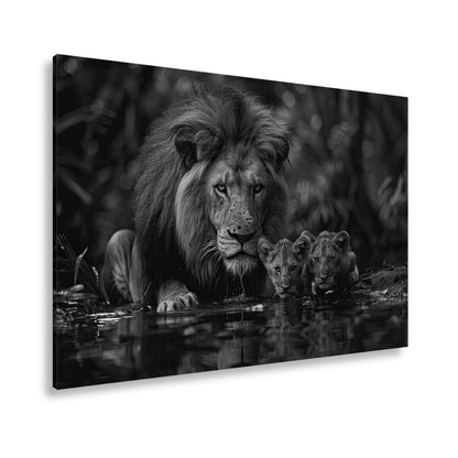 Leinwandbild Löwenstolz – ein König mit seiner künftigen Generation. - deyoli