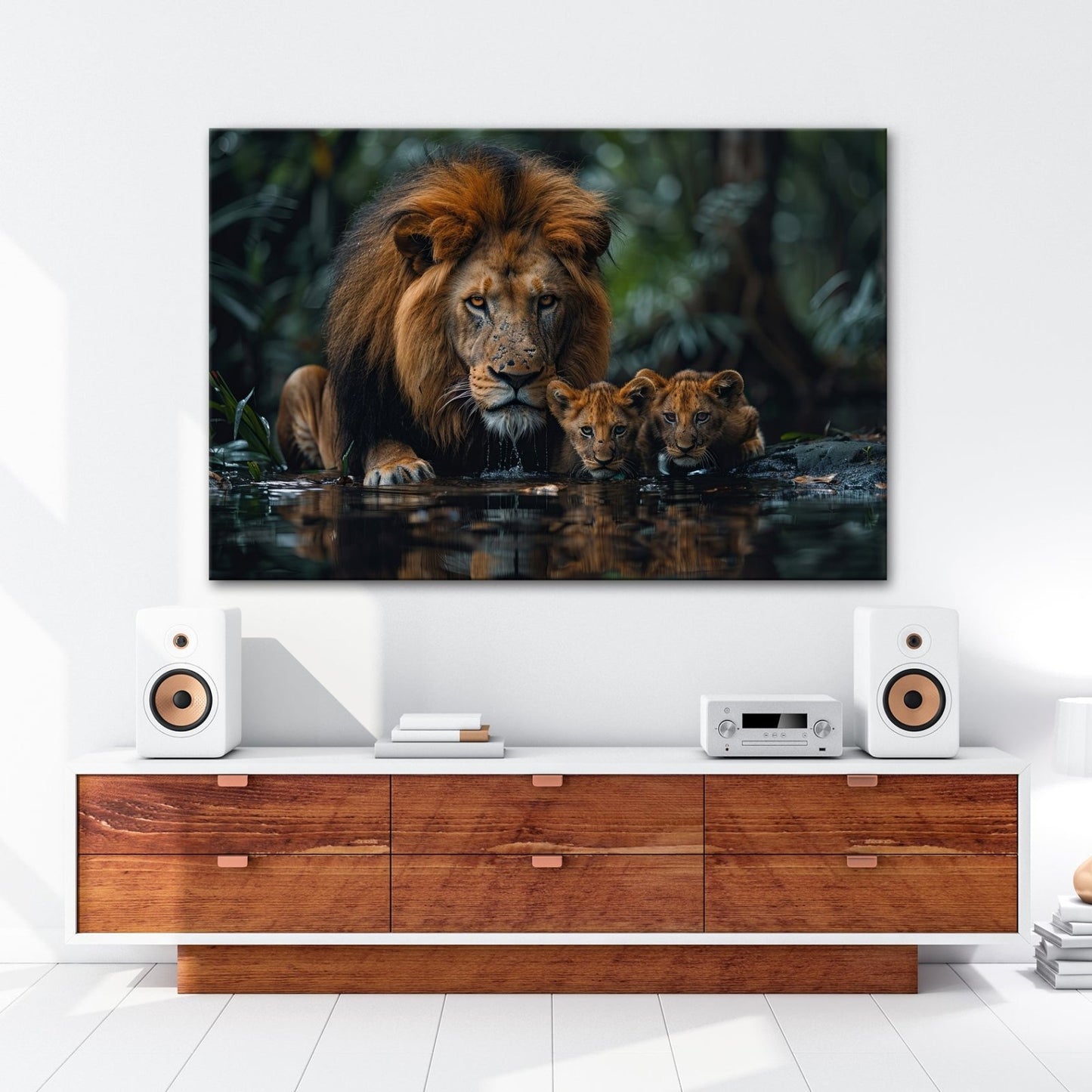 Leinwandbild Löwenstolz – ein König mit seiner künftigen Generation. - deyoli