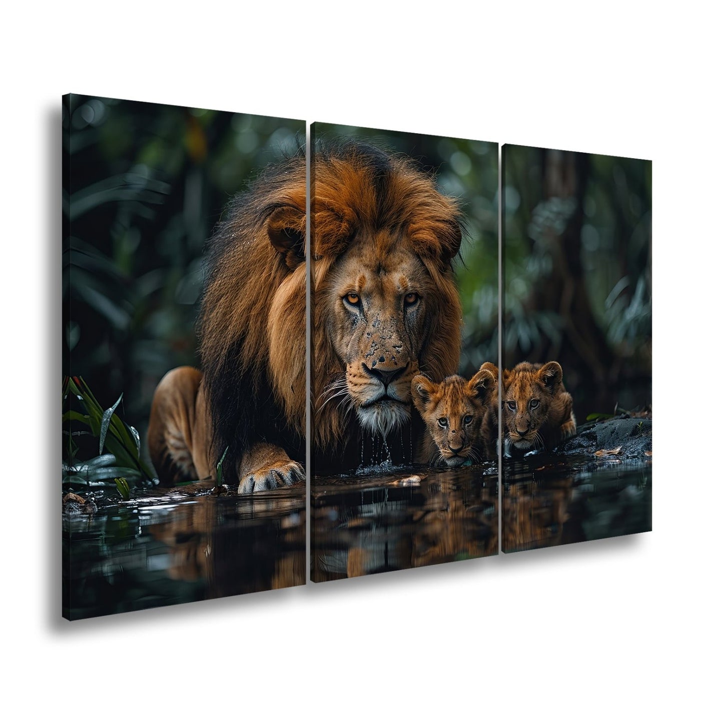 Leinwandbild Löwenstolz – ein König mit seiner künftigen Generation. - deyoli