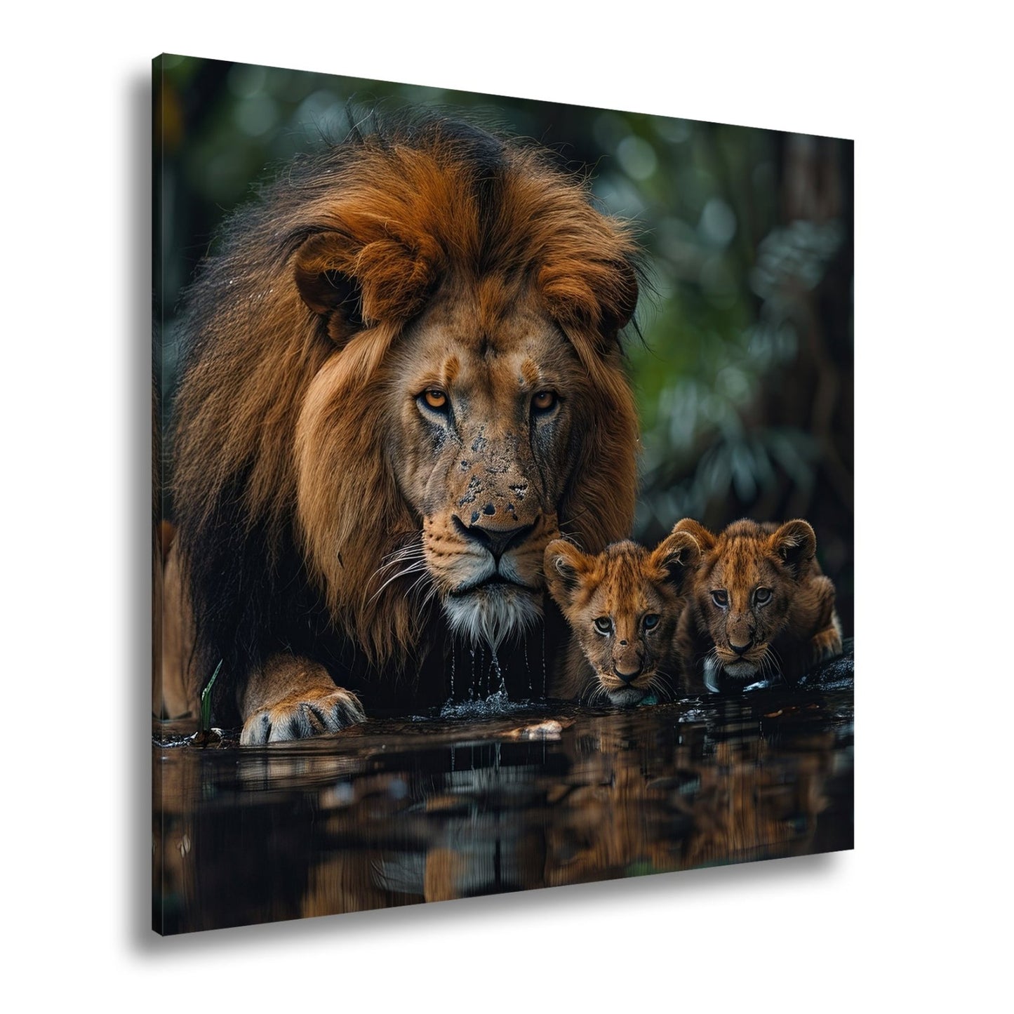 Leinwandbild Löwenstolz – ein König mit seiner künftigen Generation. - deyoli
