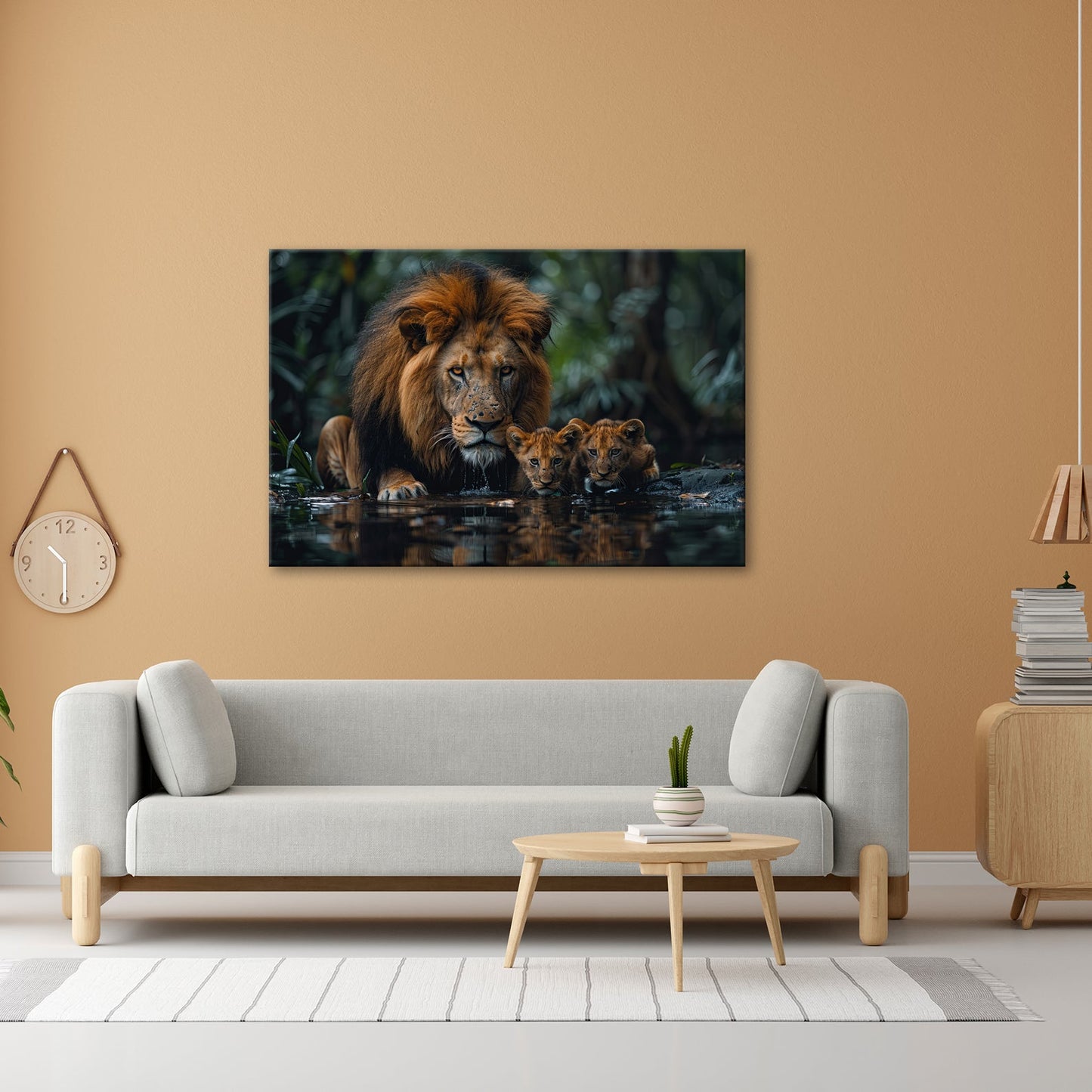 Leinwandbild Löwenstolz – ein König mit seiner künftigen Generation. - deyoli