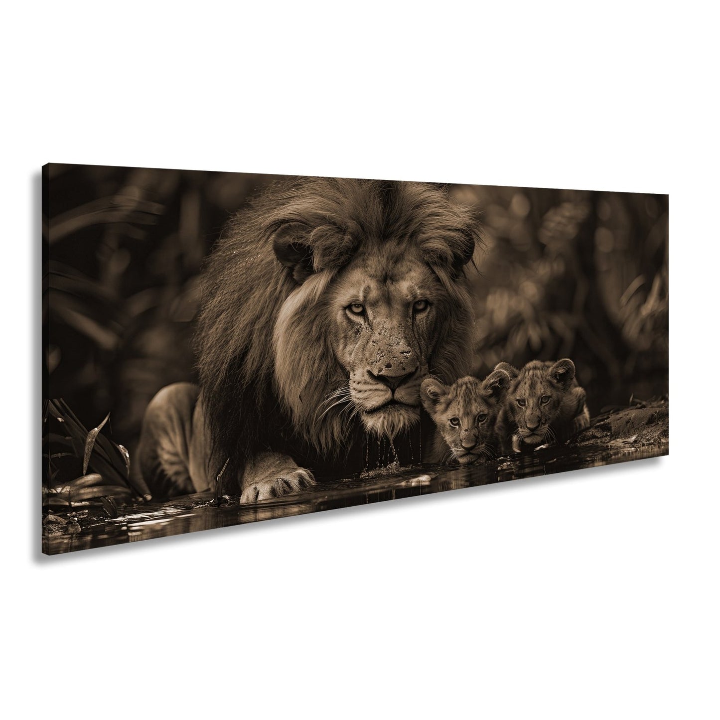 Leinwandbild Löwenstolz – ein König mit seiner künftigen Generation. - deyoli
