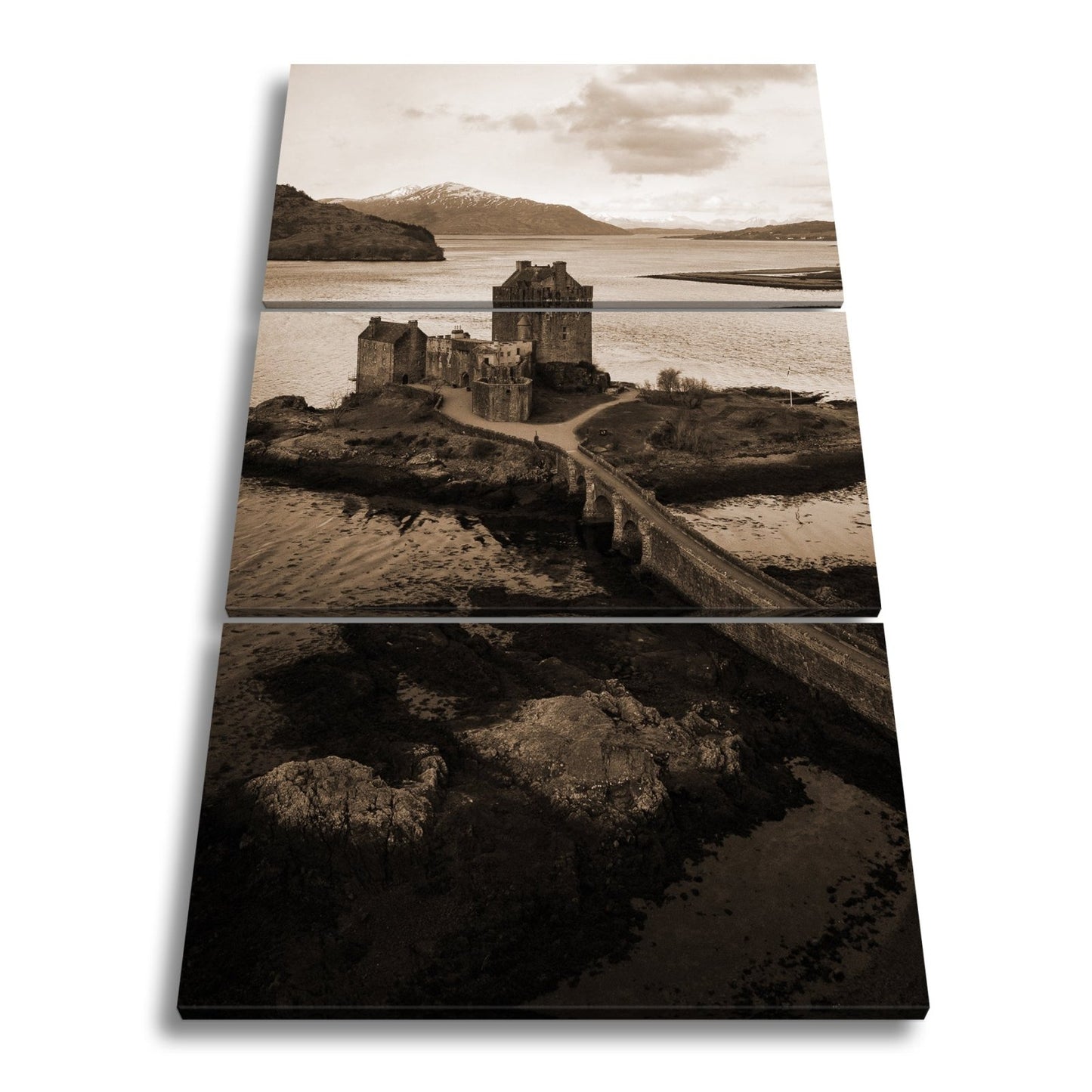 Leinwandbild Mächtige Festung am Fjord – Stille Landschaft XXL - deyoli