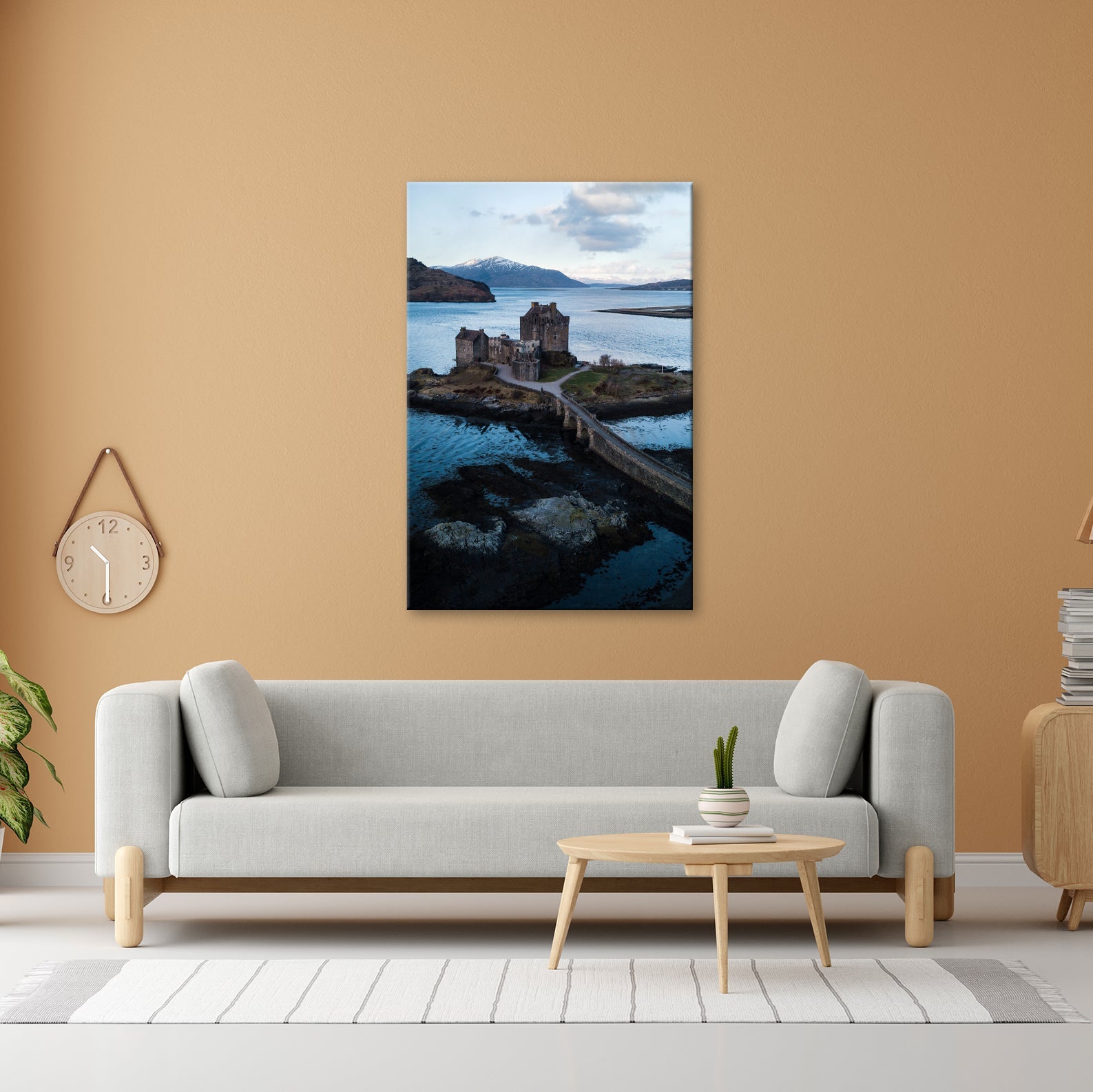Leinwandbild Mächtige Festung am Fjord – Stille Landschaft XXL - deyoli