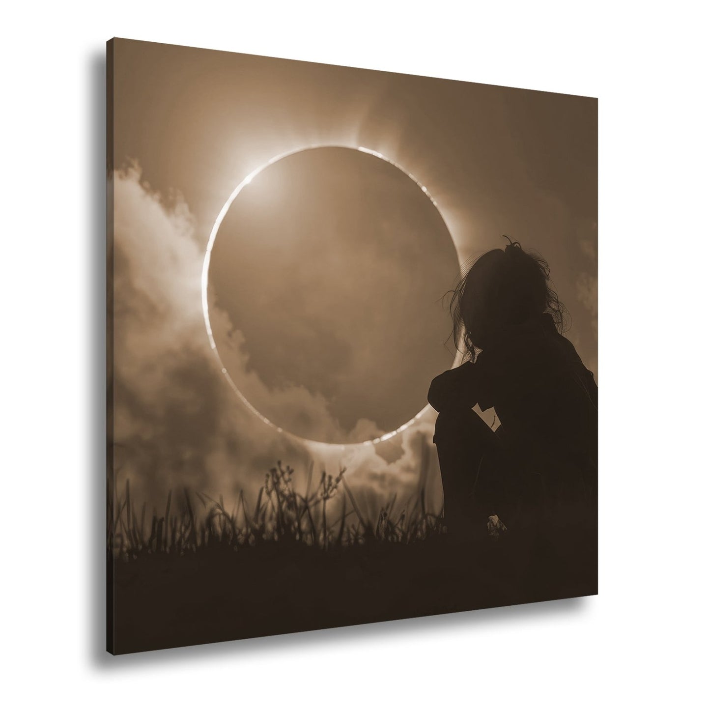 Leinwandbild Magischer Moment einer Sonnenfinsternis im Abendrot - deyoli