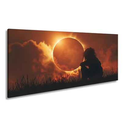 Leinwandbild Magischer Moment einer Sonnenfinsternis im Abendrot - deyoli