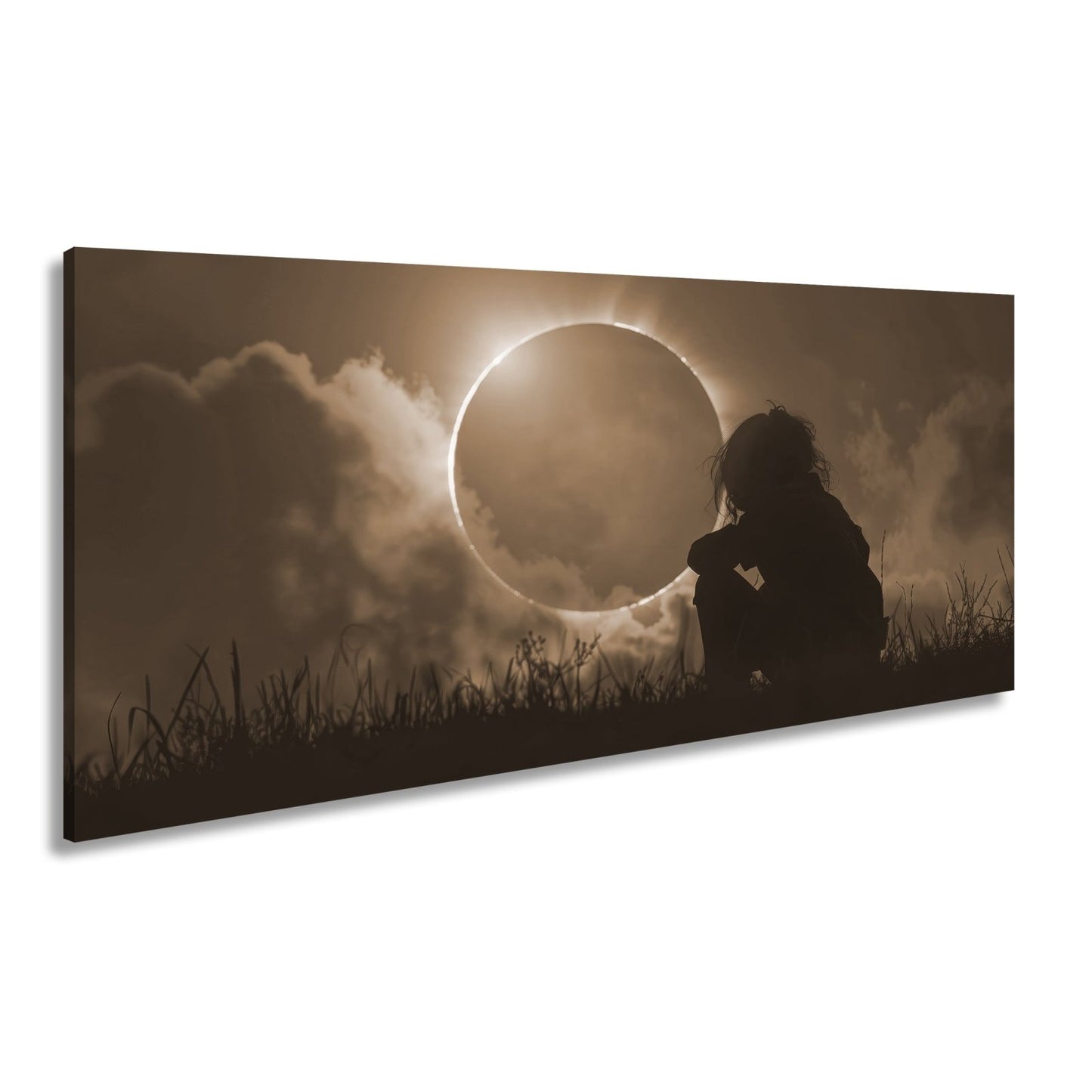 Leinwandbild Magischer Moment einer Sonnenfinsternis im Abendrot - deyoli