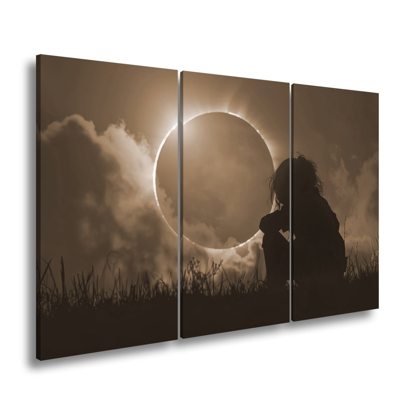Leinwandbild Magischer Moment einer Sonnenfinsternis im Abendrot - deyoli