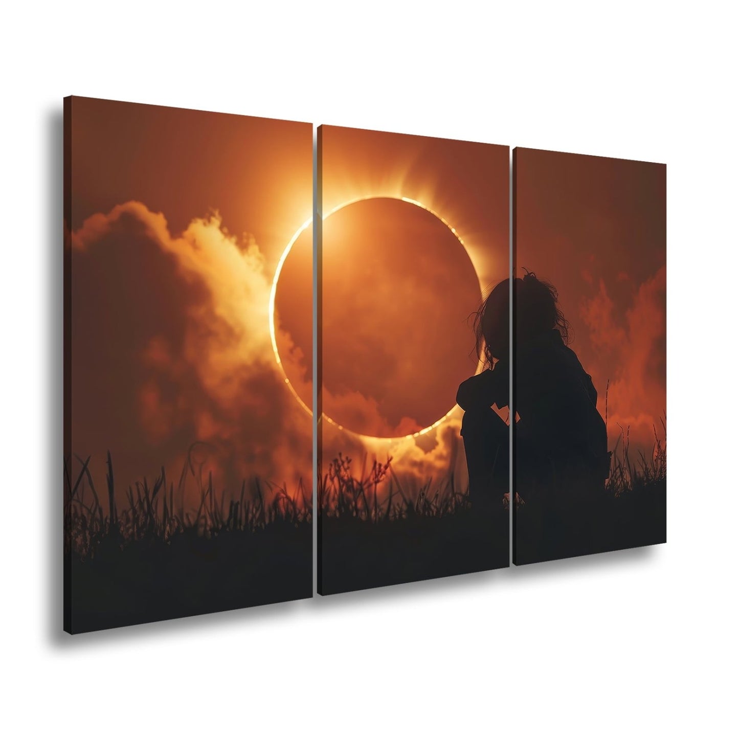 Leinwandbild Magischer Moment einer Sonnenfinsternis im Abendrot - deyoli