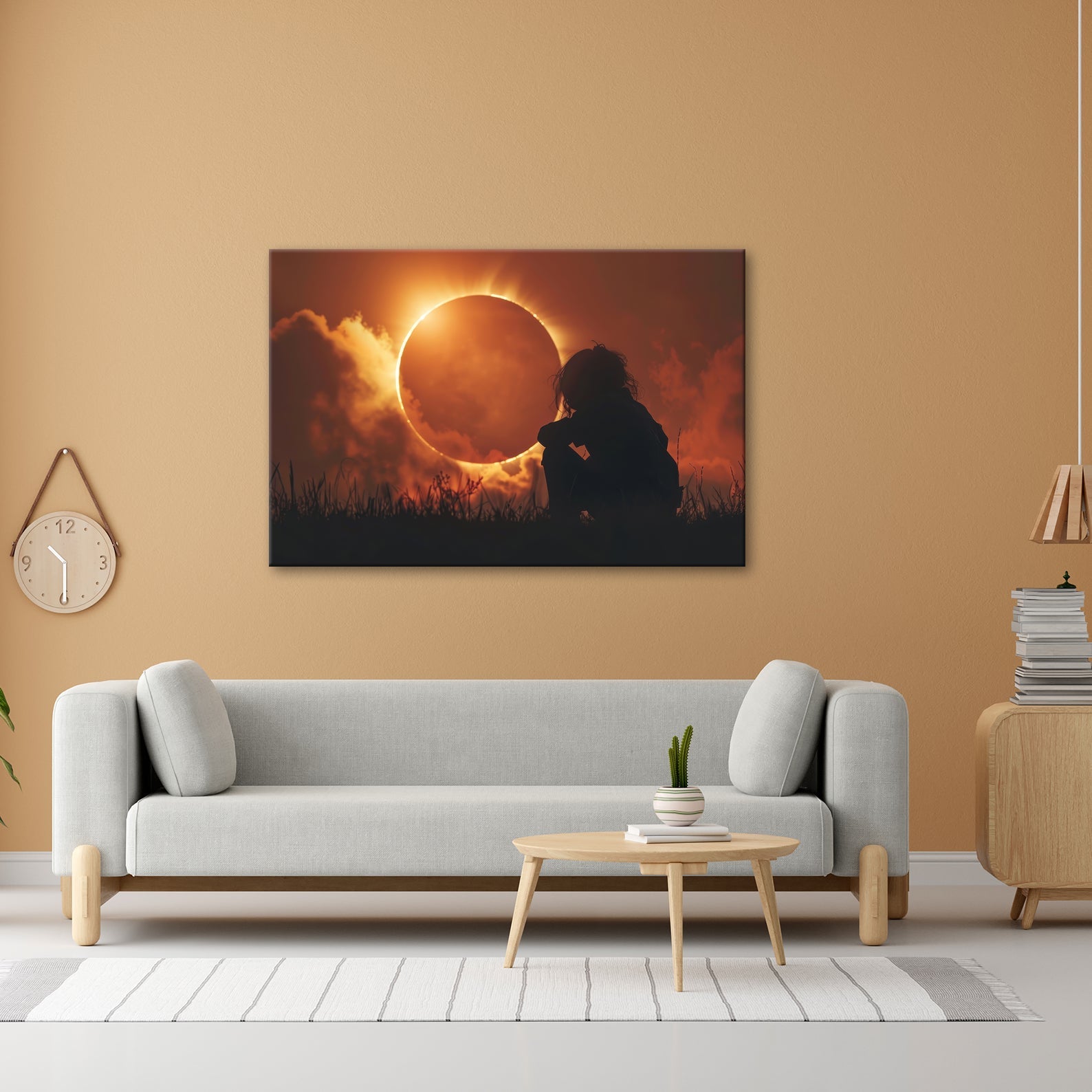 Leinwandbild Magischer Moment einer Sonnenfinsternis im Abendrot - deyoli