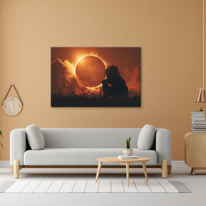 Leinwandbild Magischer Moment einer Sonnenfinsternis im Abendrot - deyoli