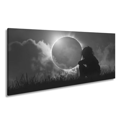 Leinwandbild Magischer Moment einer Sonnenfinsternis im Abendrot - deyoli
