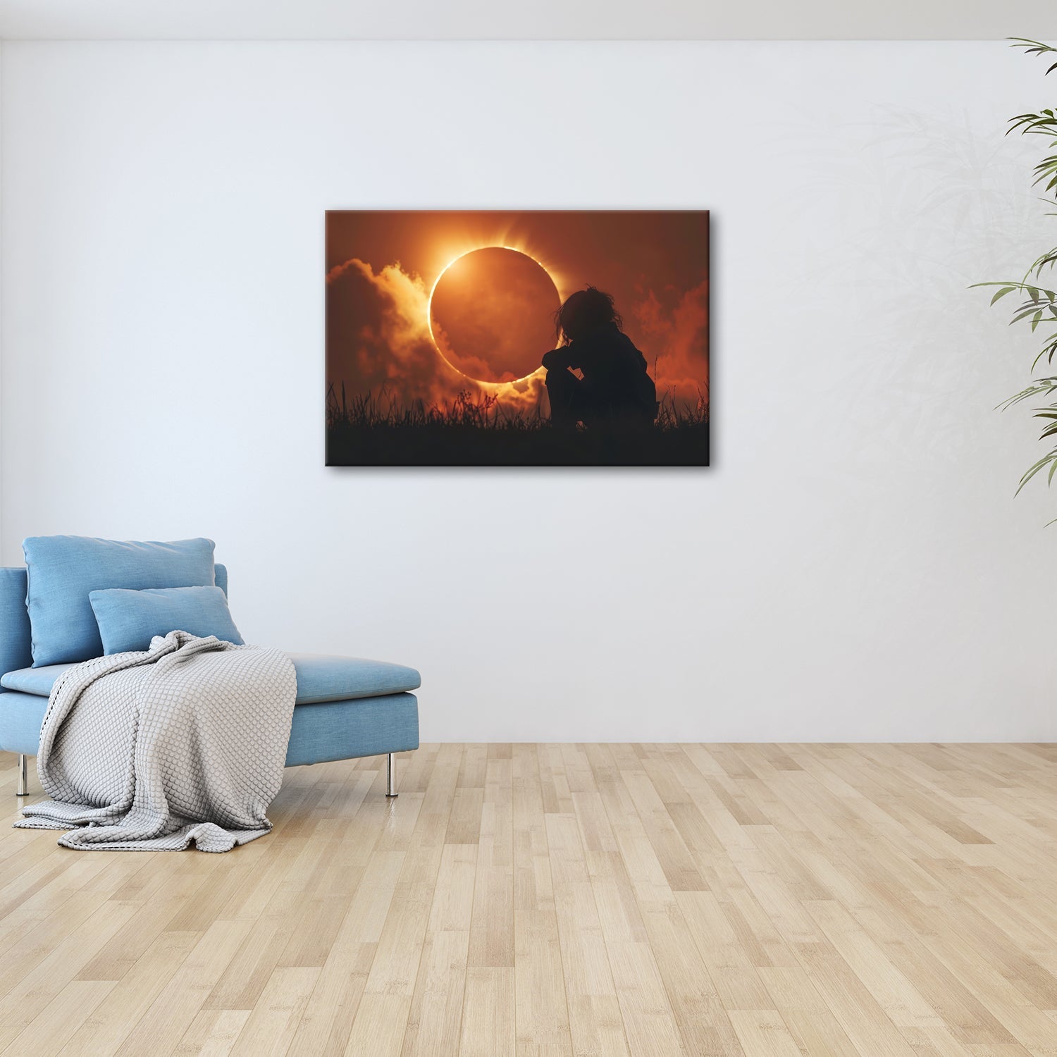Leinwandbild Magischer Moment einer Sonnenfinsternis im Abendrot - deyoli