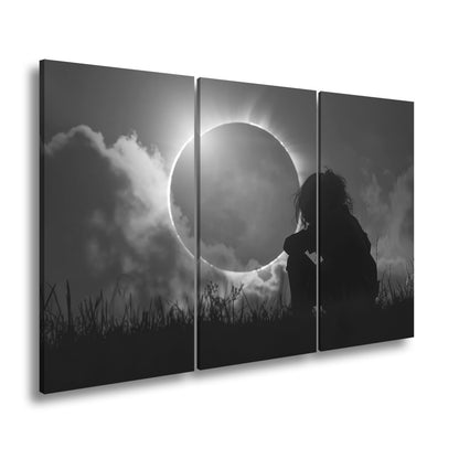 Leinwandbild Magischer Moment einer Sonnenfinsternis im Abendrot - deyoli