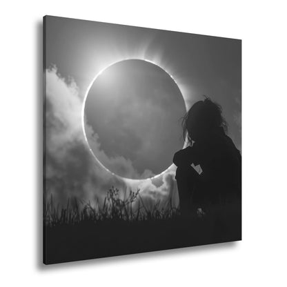 Leinwandbild Magischer Moment einer Sonnenfinsternis im Abendrot - deyoli