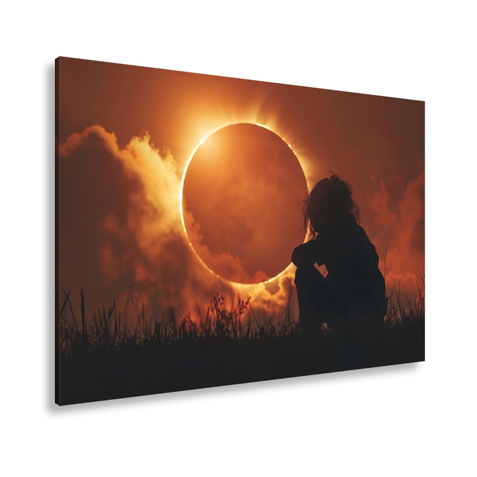 Leinwandbild Magischer Moment einer Sonnenfinsternis im Abendrot - deyoli