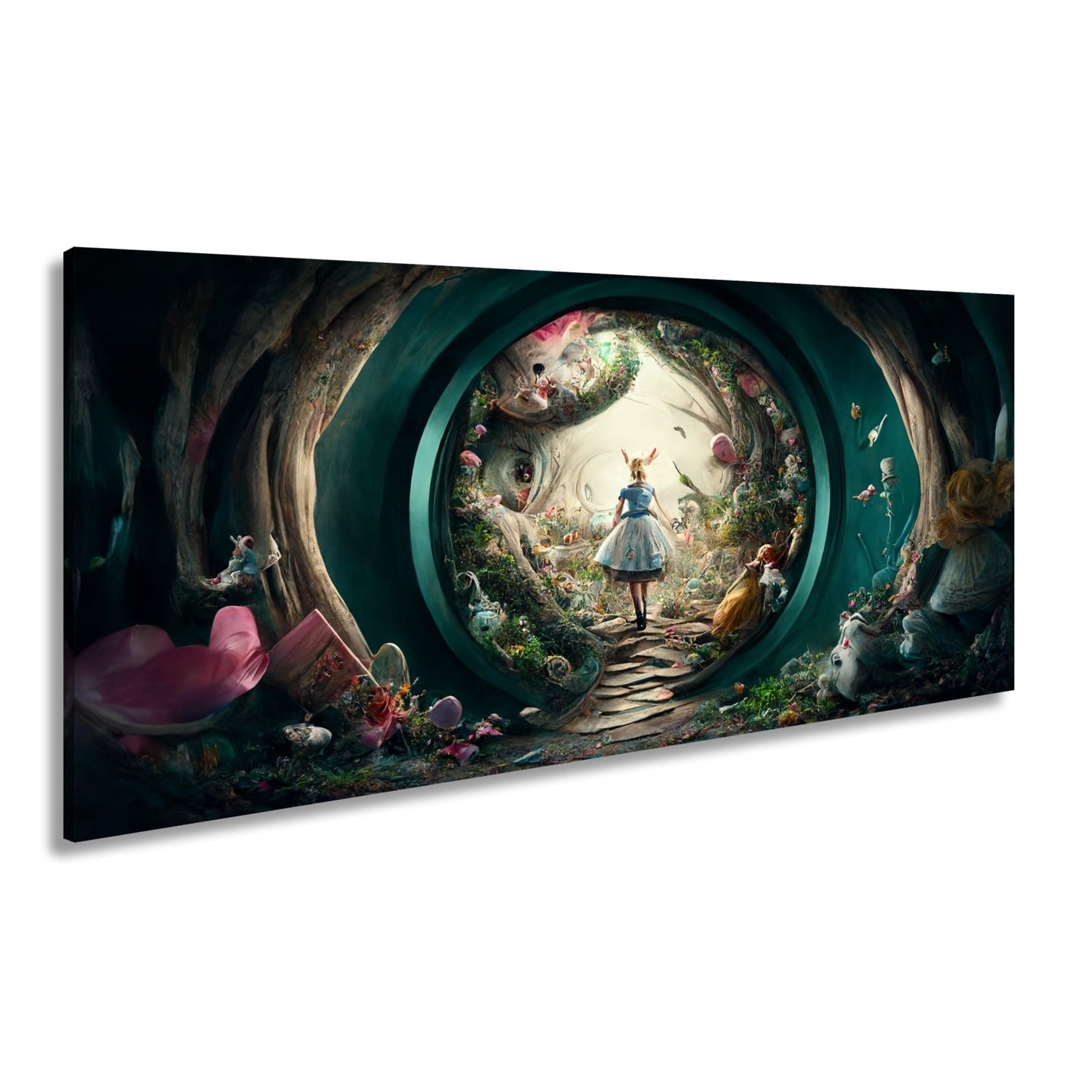 Leinwandbild Magischer Tunnel aus Fantasie, in dem Alice weiterträumt - deyoli