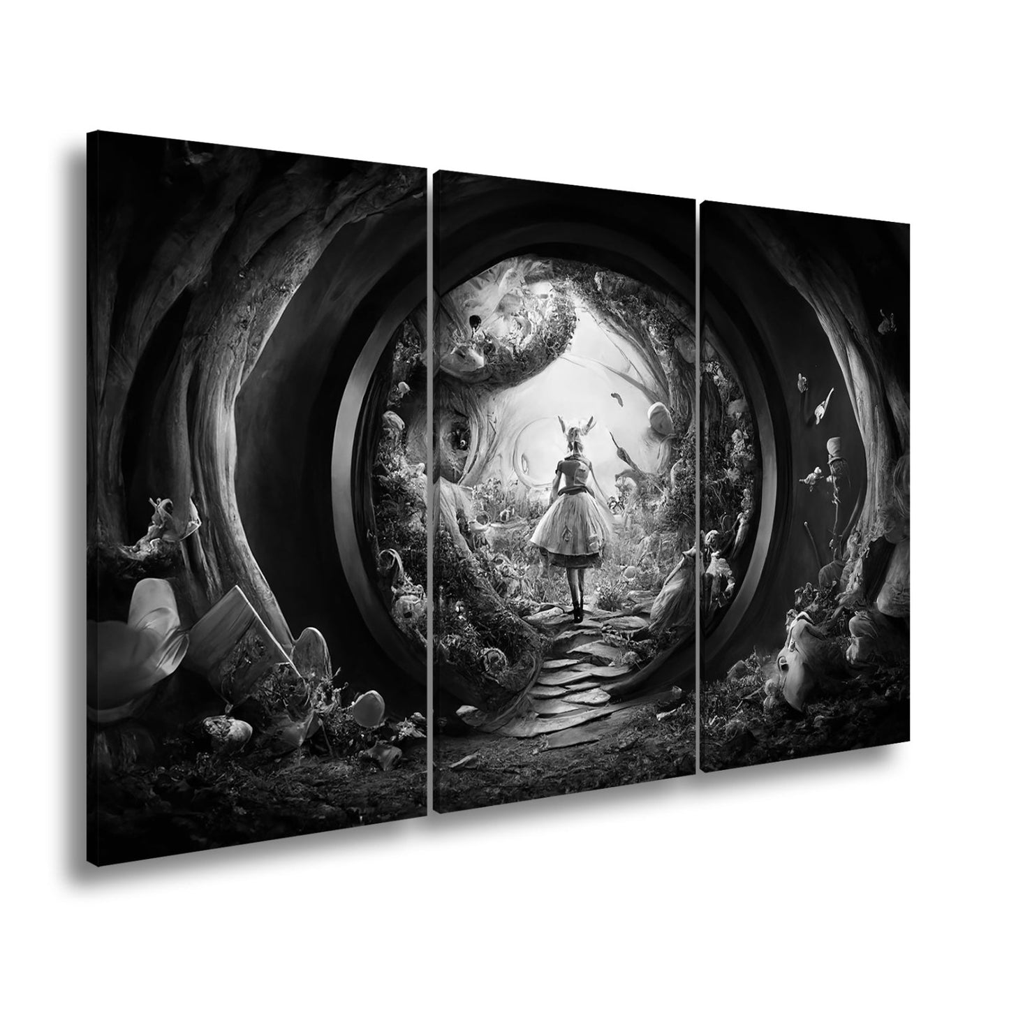 Leinwandbild Magischer Tunnel aus Fantasie, in dem Alice weiterträumt - deyoli