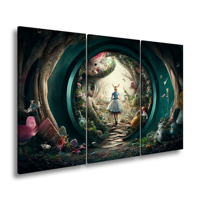 Leinwandbild Magischer Tunnel aus Fantasie, in dem Alice weiterträumt - deyoli