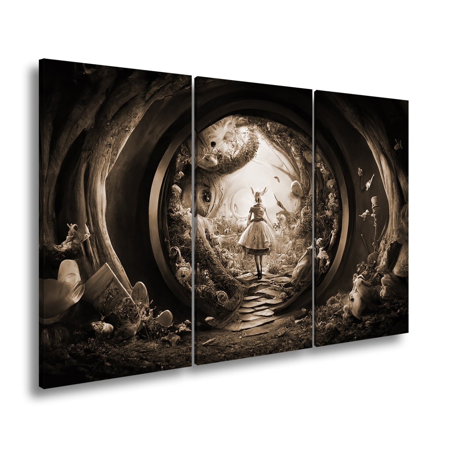Leinwandbild Magischer Tunnel aus Fantasie, in dem Alice weiterträumt - deyoli