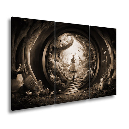 Leinwandbild Magischer Tunnel aus Fantasie, in dem Alice weiterträumt - deyoli