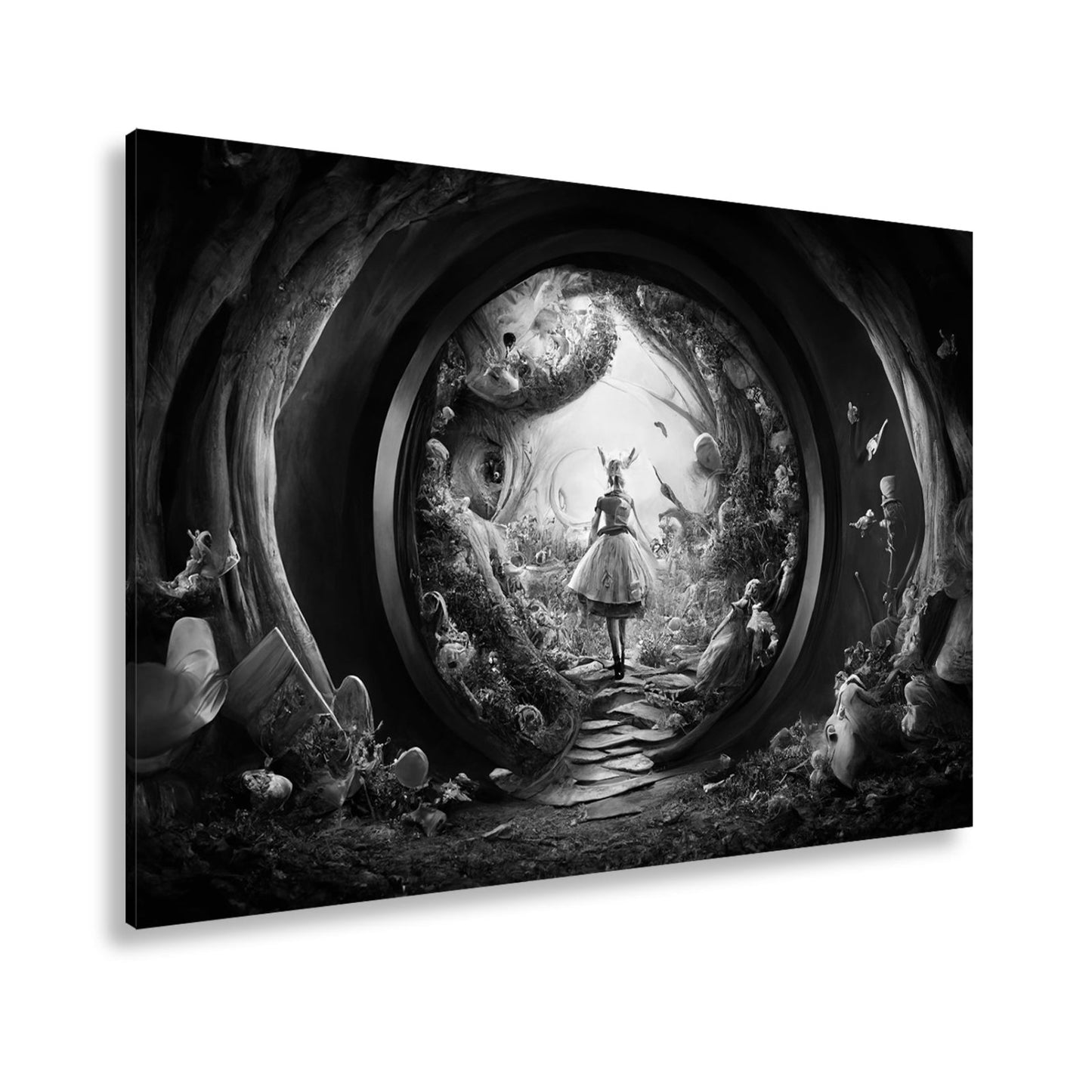 Leinwandbild Magischer Tunnel aus Fantasie, in dem Alice weiterträumt - deyoli