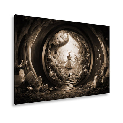 Leinwandbild Magischer Tunnel aus Fantasie, in dem Alice weiterträumt - deyoli