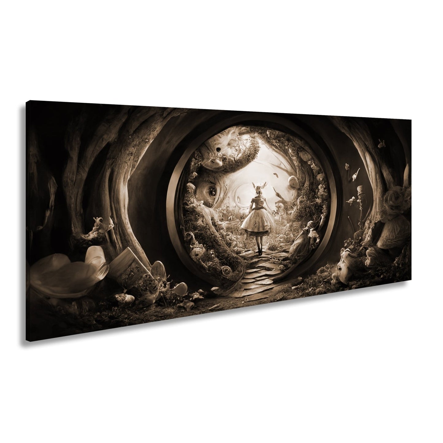 Leinwandbild Magischer Tunnel aus Fantasie, in dem Alice weiterträumt - deyoli