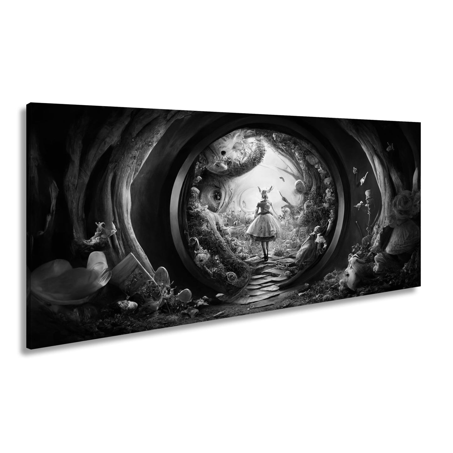 Leinwandbild Magischer Tunnel aus Fantasie, in dem Alice weiterträumt - deyoli