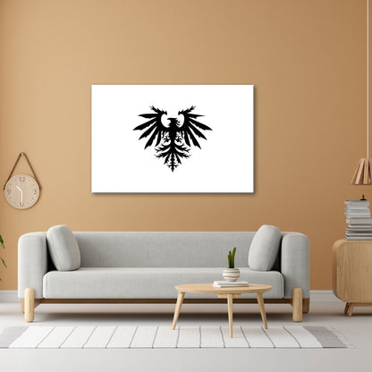 Leinwandbild Majestätischer Adler erhebt sich in kunstvoller Symmetrie. - deyoli
