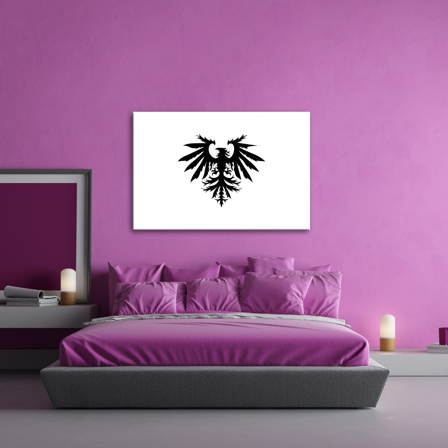Leinwandbild Majestätischer Adler erhebt sich in kunstvoller Symmetrie. - deyoli
