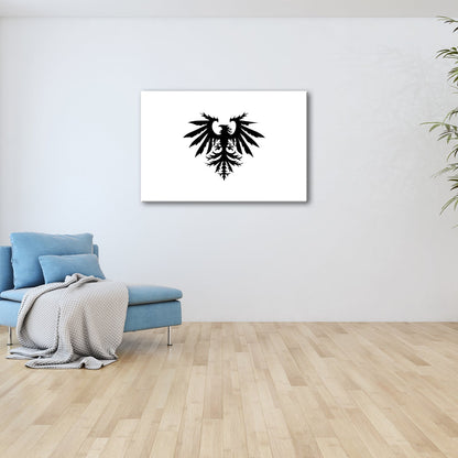 Leinwandbild Majestätischer Adler erhebt sich in kunstvoller Symmetrie. - deyoli