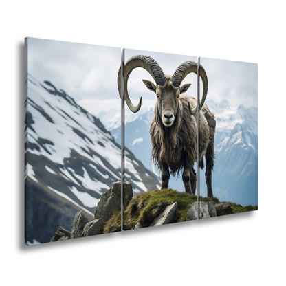 Leinwandbild Majestätischer Steinbock trotzt der kühlen Bergwelt. - deyoli