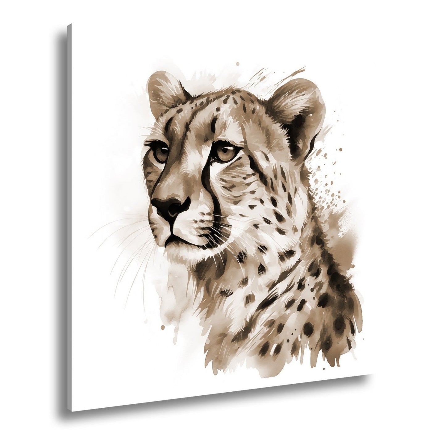 Leinwandbild Majestät in Aquarell – Gepard blickt stolz in die Ferne. - deyoli