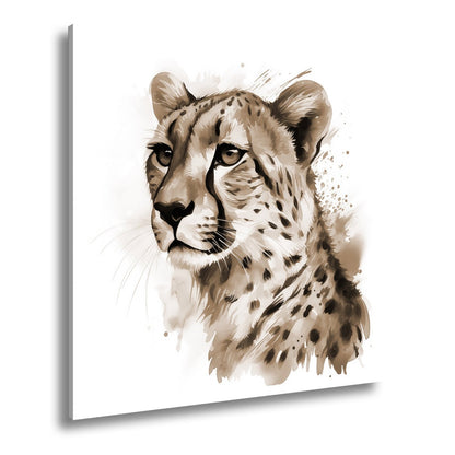 Leinwandbild Majestät in Aquarell – Gepard blickt stolz in die Ferne. - deyoli