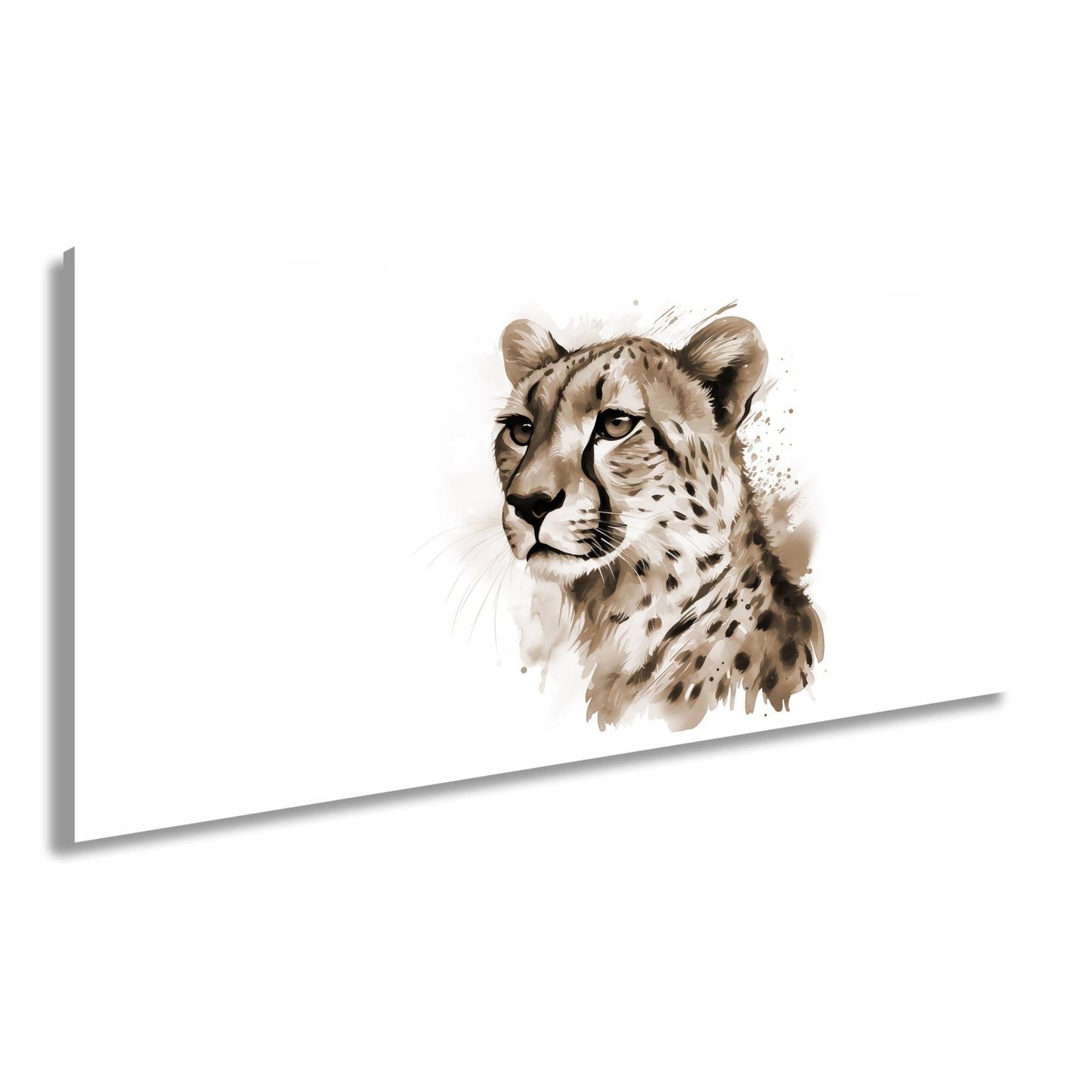 Leinwandbild Majestät in Aquarell – Gepard blickt stolz in die Ferne. - deyoli