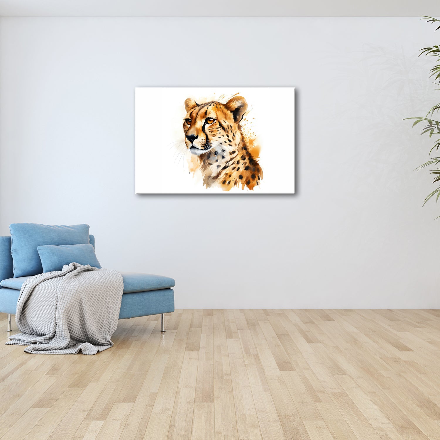 Leinwandbild Majestät in Aquarell – Gepard blickt stolz in die Ferne. - deyoli
