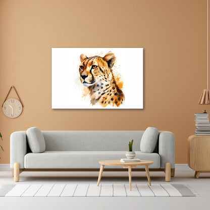 Leinwandbild Majestät in Aquarell – Gepard blickt stolz in die Ferne. - deyoli