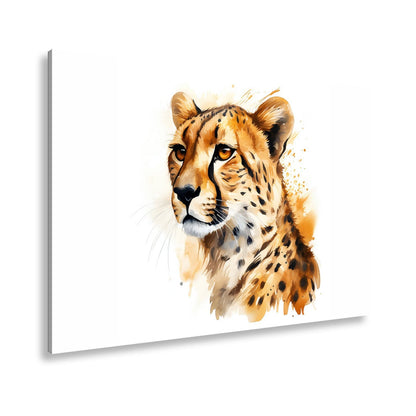 Leinwandbild Majestät in Aquarell – Gepard blickt stolz in die Ferne. - deyoli