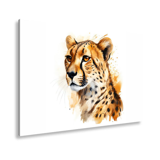 Leinwandbild Majestät in Aquarell – Gepard blickt stolz in die Ferne. - deyoli