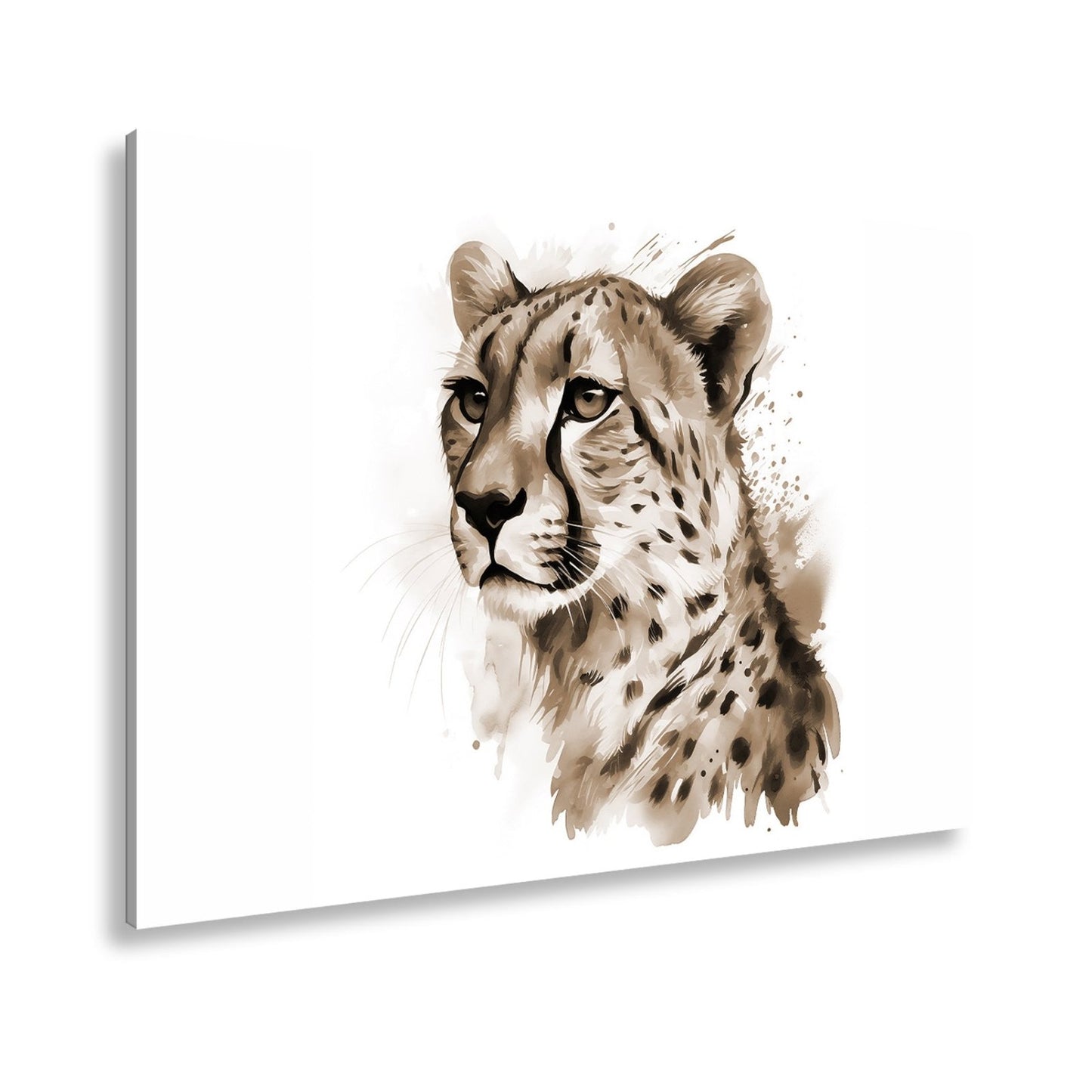 Leinwandbild Majestät in Aquarell – Gepard blickt stolz in die Ferne. - deyoli