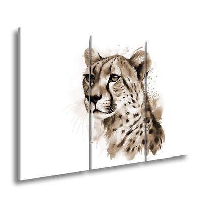 Leinwandbild Majestät in Aquarell – Gepard blickt stolz in die Ferne. - deyoli