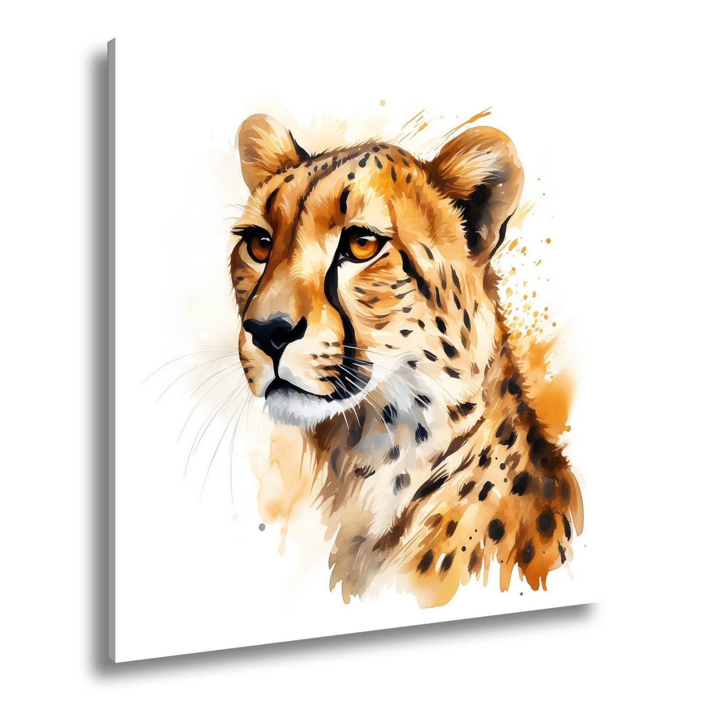 Leinwandbild Majestät in Aquarell – Gepard blickt stolz in die Ferne. - deyoli